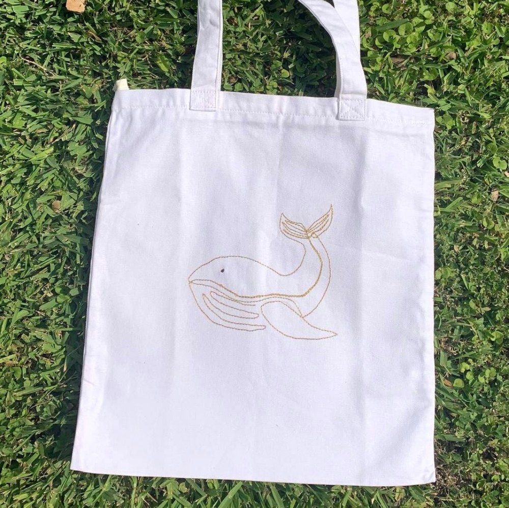 Handmade Canvas Tote Bag | Machine Embroidered